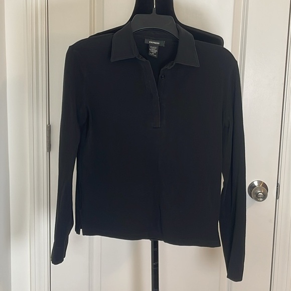 Express Black Long Sleeve Collared Shirt Size M - Picture 1 of 5